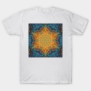 Digital Mandala Yellow Blue and Red T-Shirt